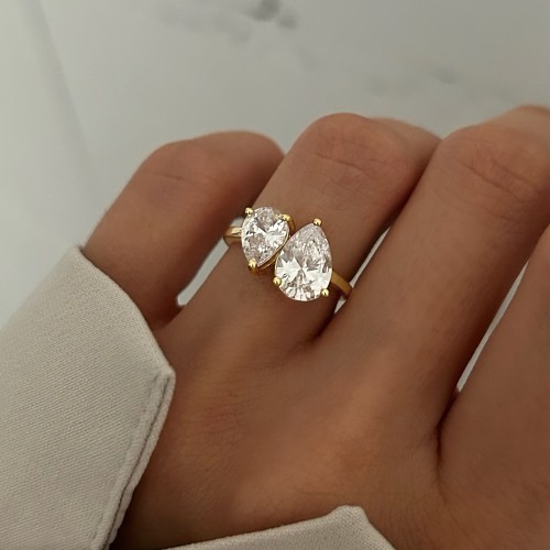 Pierścionek AURORA w stylu old money srebro 925 pozłacany 14k