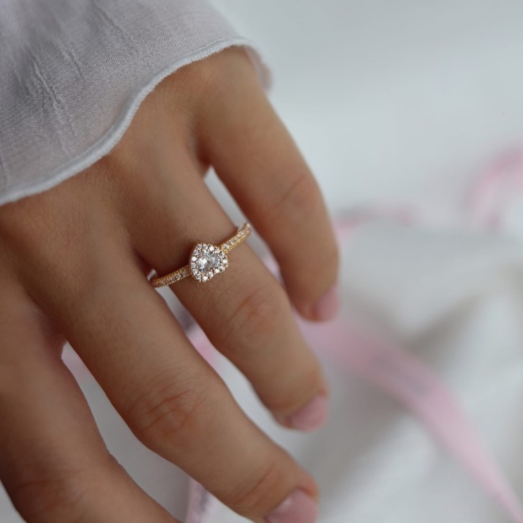 promise ring złoty z sercem