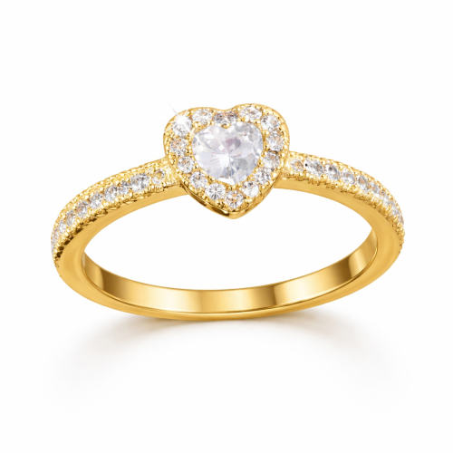 promise ring złoty z sercem