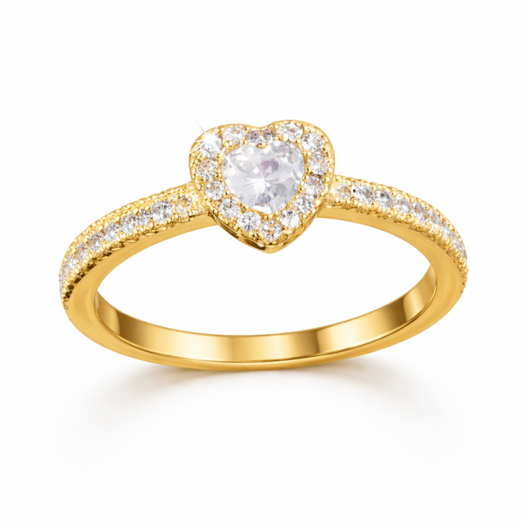 promise ring złoty z sercem